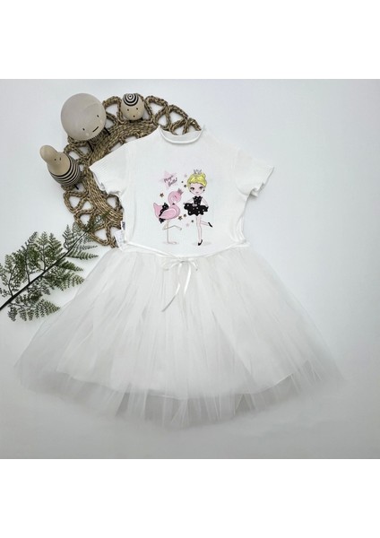 Flamingo Desenli Beyaz Tütü Elbise fiyatları