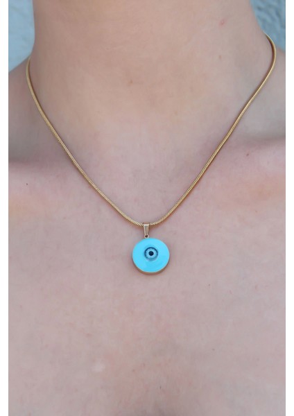 Bfs 316L Çelik Gold Renk Nazar Boncuk Model Kadın Kolye fiyatları