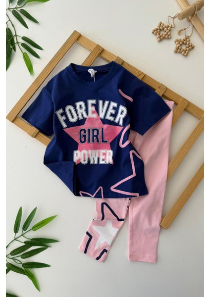 Forever Simli Yıldır Baskılı Kız Çocuk taylı takım - Lacivert fiyatları