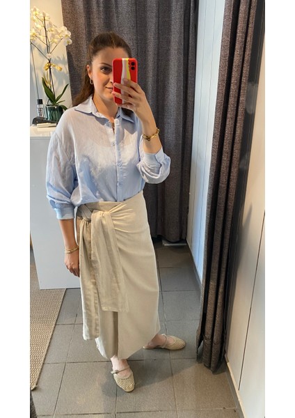 Bağlamalı Etek Görünümlü Pantolon Naturel modelleri