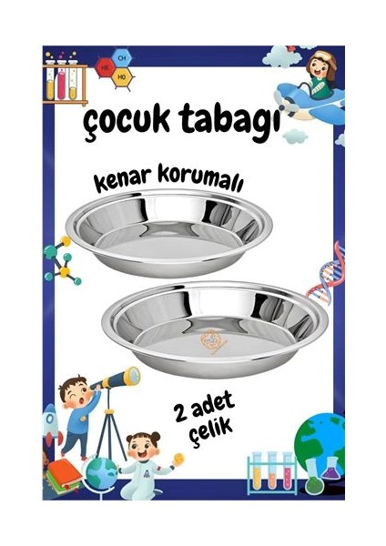 Bfs Çocuk Tabağı Güvenli Kenarlı Çelik 2 Adet 21 cm