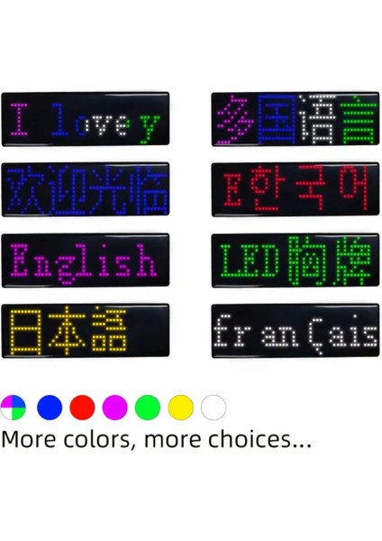 Matrix Kayan LED Yaka Rozeti Mobil Kontrollü Dijital Etiket 9×3cm fırsatları