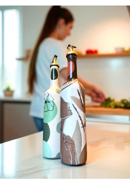 Küpeli Yerli Kadın ve Bohem Desenli Özel Tasarım Yağdanlık-Sirkelik Sosluk Seti- Ev ve Mutfak Dekoru fiyatları