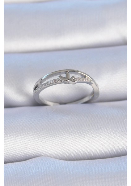 Bfs Pirinç Gümüş Renk Zirkon Taşlı Kalp Model Kadın Yüzük