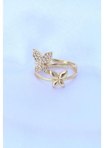 Bfs Pirinç Gold Renk Ayarlanabilir Zirkon Taşlı Kelebek Yüzük fiyatları