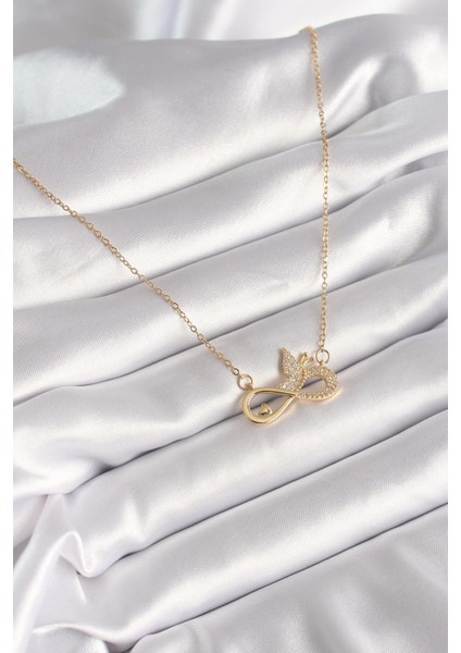 Bfs 316L Çelik Gold Renk Zirkon Zincir Taşı Sonsuzluk Kelebek Model Kadın Kolye fiyatları