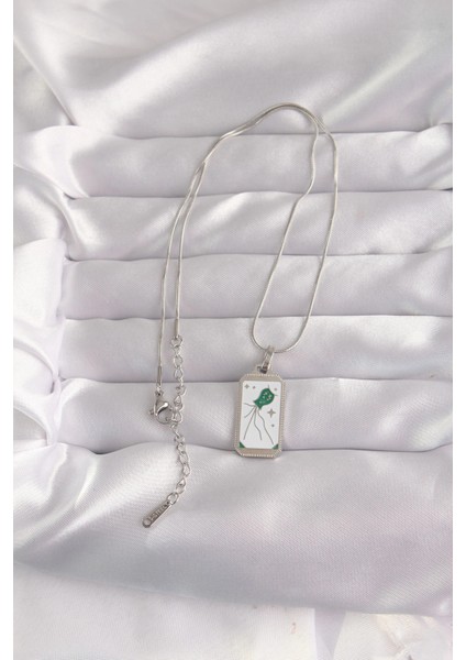 Bfs 316L Çelik Gümüş Renk Beyaz Mineli Tarot Kolye fiyatları