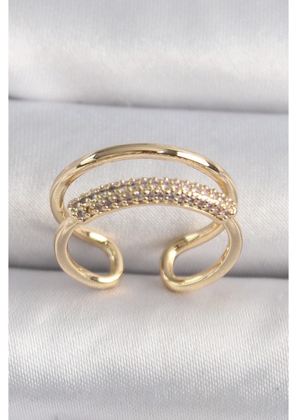 Bfs Pirinç Gold Renk Zirkon Taşlı Kadın Yüzük