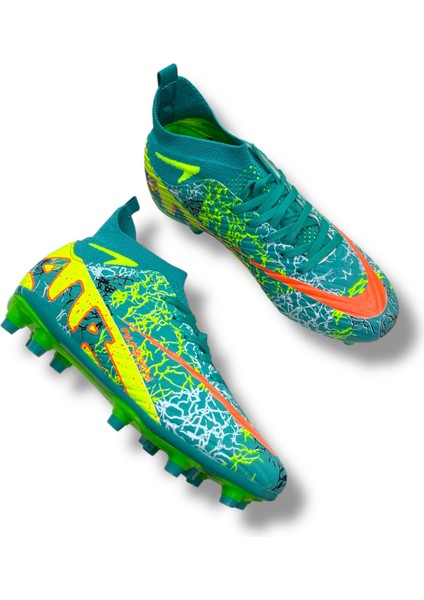 Yeni Model Çoraplı Krampon Turkuaz Sarı Desenli