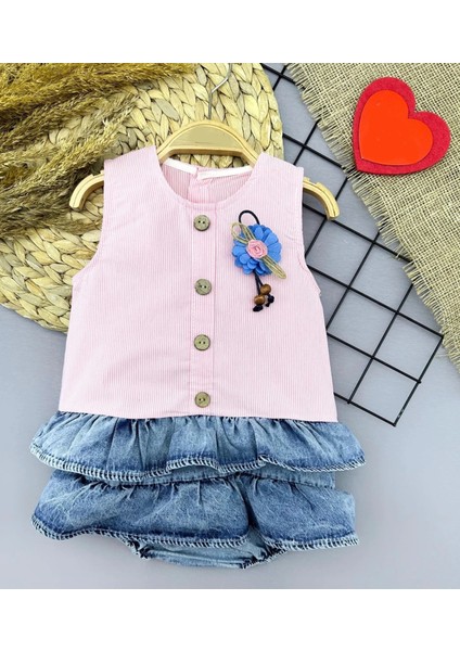 Detaylı Kot Bebek Elbisesi