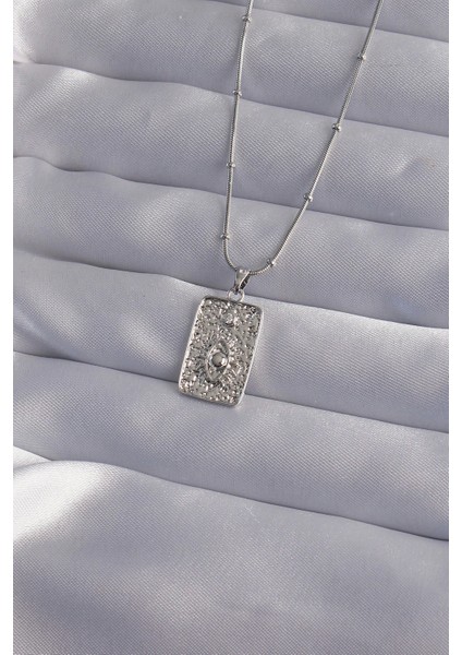 Bfs 316L Çelik Zincir Gümüş Renk Lazer Işlemeli Göz Figür Tarot Kolye