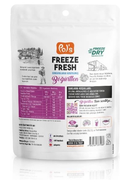 Pol’s Freeze Fresh Dondurularak Kurutulmuş Böğürtlen 20 gr fiyatları