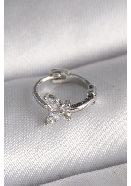 Bfs 316L Çelik Gümüş Renk Zirkon Taşlı Kelebek Model Tragus Piercing