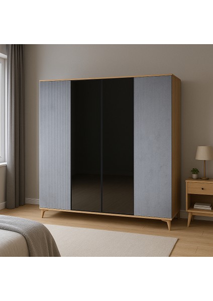 Ege Mdf 4 Kapaklı Çekmeceli Genç Odası Dolabı