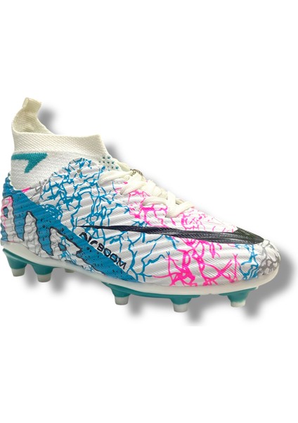 Çocuk Yeni Model Çoraplı Krampon Beyaz Turkuaz Desenli fiyatları