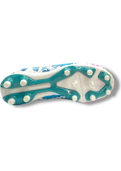 Çocuk Yeni Model Çoraplı Krampon Beyaz Turkuaz Desenli indirimleri
