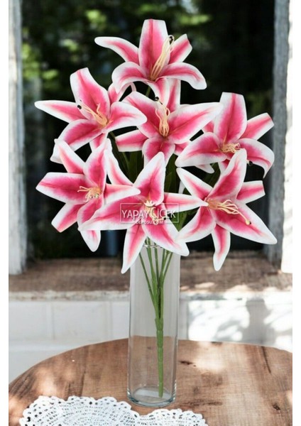 Yapay Çiçek 7li Islak Lilyum Demeti Fuşya