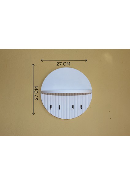 Anahtar Askısı Ahşap Duvar Tipi Anahtarlık Raflı Kancalı Dekoratif Yuvarlak Anahtarlık Yuvarlak