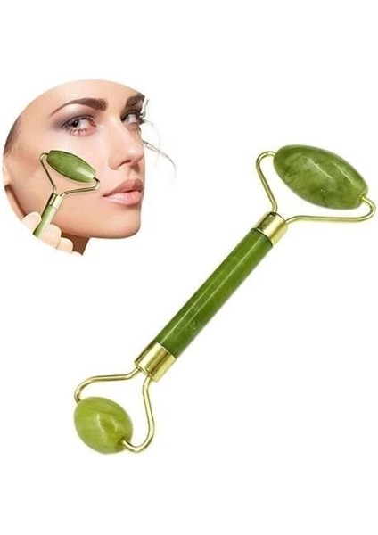 Bfs Özel Süngerli Kutusunda Kırılmaz Çift Taraflı 2li Cilt Yüz Masaj Aleti Jade Roller Yeşim Taş