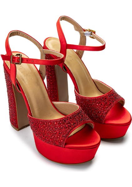 Kadın Suni Deri Kırmızı Topuklu Ayakkabı 1065 223-302 Bn Ayk SK24-25 Kırmızı Saten fiyatları