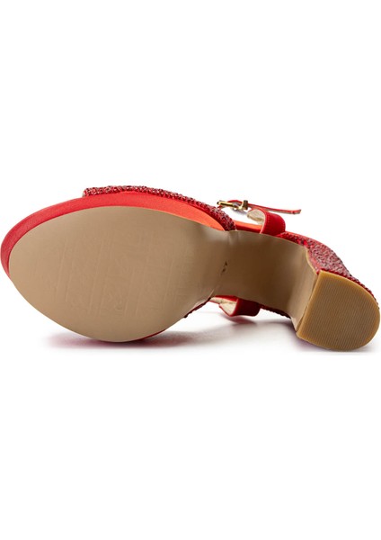 Kadın Suni Deri Kırmızı Topuklu Ayakkabı 1065 223-302 Bn Ayk SK24-25 Kırmızı Saten modelleri