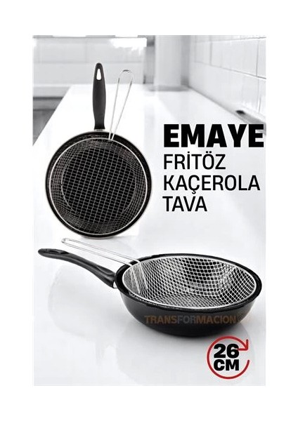 Bfs Fritözlü Emaye Kızartma Tavası- Kızartma Kaçerola Multi Kullanım 26 cm