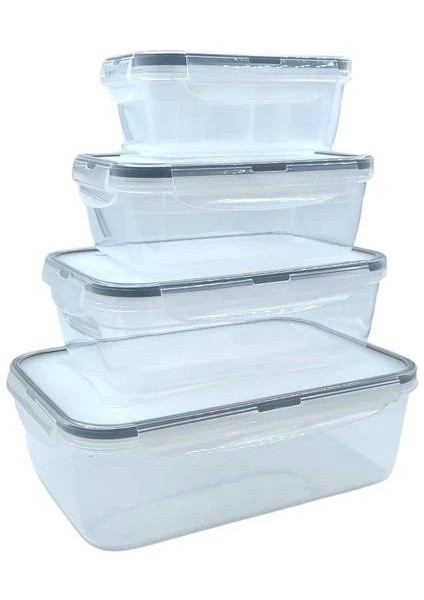 Bfs 4lü Iç Içe Sızdırmaz Contalı Kilitli Kapaklı Plastik Erzak Saklama Kapları LC315