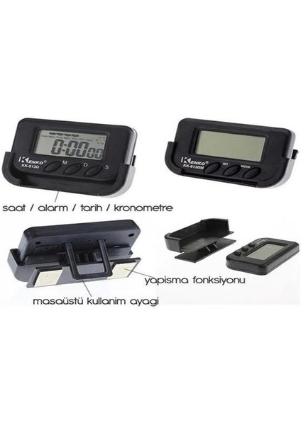 Bfs Ev ve Araç Tipi Dijital Saat Kronometreli Alarmlı Pilli Saat