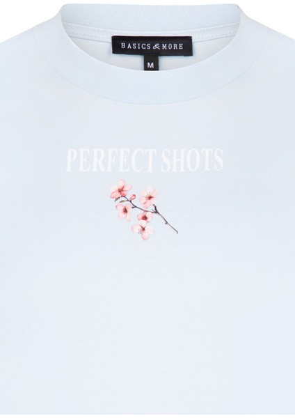 Erkek Mavi Baskılı Pamuklu Tişört - Perfect Shots fiyatları