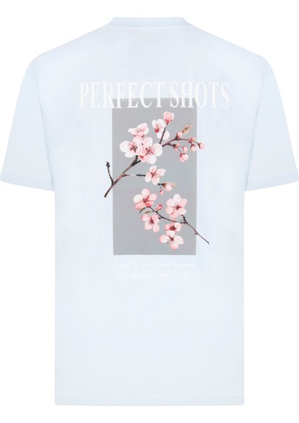 Erkek Mavi Baskılı Pamuklu Tişört - Perfect Shots modelleri