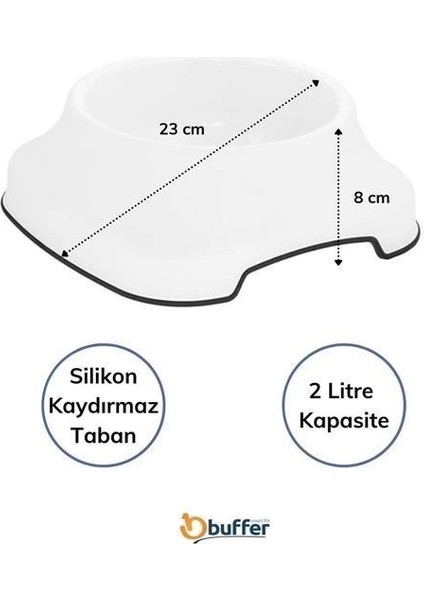 Bfs Silikon Kaydırmaz Taban Plastik Kedi ve Köpek Mama ve Su Kabı 2 L modelleri