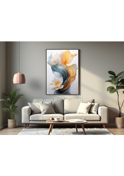 Metal Çerçeveli Gerçek Camlı Tablo - Dijital Baskı - Nilüfer -1