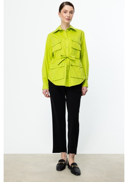 Beli Bağcıklı Pamuklu Ceket Fıstık Yeşili 52501 fiyatları