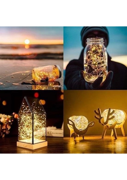 Bfs Peri LED Işık 5 Metre (Sarı) Pilli Aydınlatma Şerit Saçak Spot Süsleme