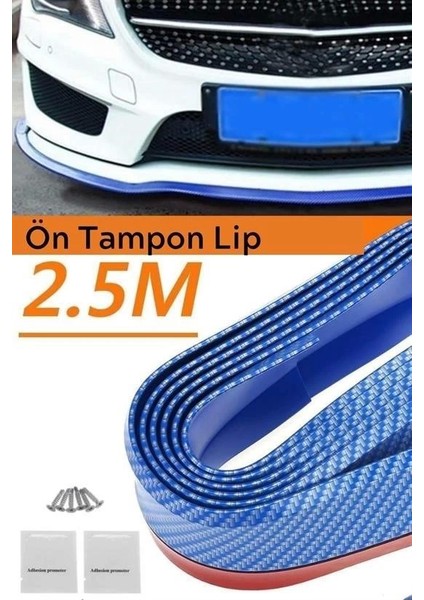 Bfs Mavi 2,5 Metre Araba Oto Ön Tampon Koruyucu Kauçuk Pratik Tampon Şerit Bant Döşeme Kiti