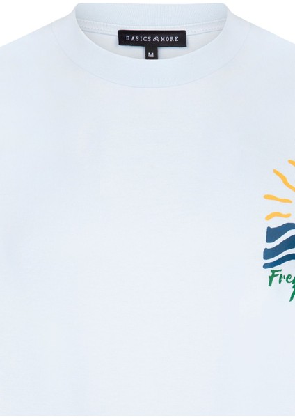 Erkek Mavi Baskılı Pamuklu Tişört - French Riviera fiyatları