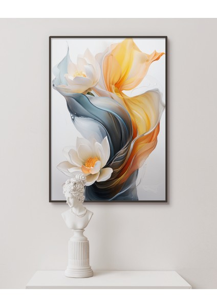 Metal Çerçeveli Gerçek Camlı Tablo - Dijital Baskı - Nilüfer -1