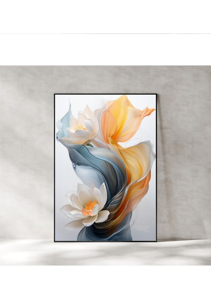 Metal Çerçeveli Gerçek Camlı Tablo - Dijital Baskı - Nilüfer -1 indirimleri