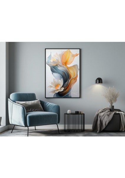 Metal Çerçeveli Gerçek Camlı Tablo - Dijital Baskı - Nilüfer -1