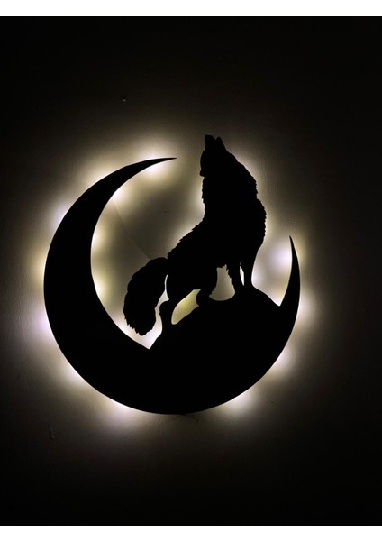 Aa Pilli Ledli Bozkurt Tablo, Hilal Ay ve Kurt Tablo, Ledli Dekoratif Bozkurt Tablosu