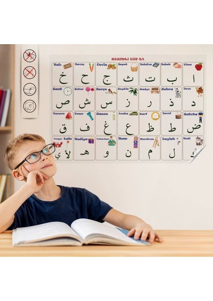 Bfs 100X150 cm Statik Kağıt Elif-Ba Öğrenme Tahtası