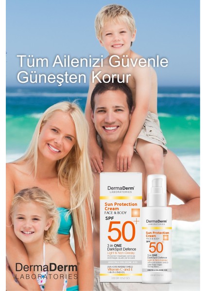 2 Adet Spf 50+ Güneş Koruma Leke Karşıtı Yüz ve Vücut Güneş Kremi 2 x 100 Gr