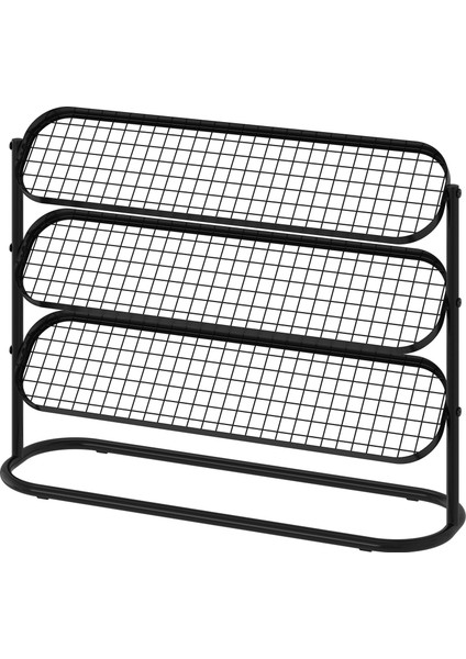 Älganäs Ayakkabılık 76 x 24 x 59 cm Siyah 8 Çift Kapasiteli Çelik Yer Tasarruflu