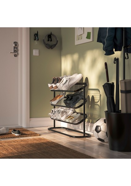 Älganäs Ayakkabılık 76 x 24 x 59 cm Siyah 8 Çift Kapasiteli Çelik Yer Tasarruflu fırsatları