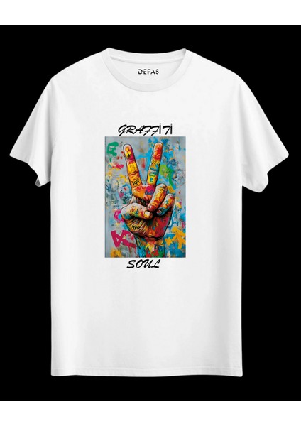 Graffiti Soul Unısex Beyaz Baskılı Tshirt