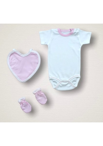 Zarif Pembe Çiçek Nakışlı Bebek Zıbını Seti