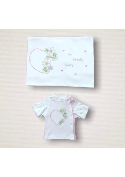 Zarif Pembe Çiçek Nakışlı Bebek Zıbını Seti modelleri