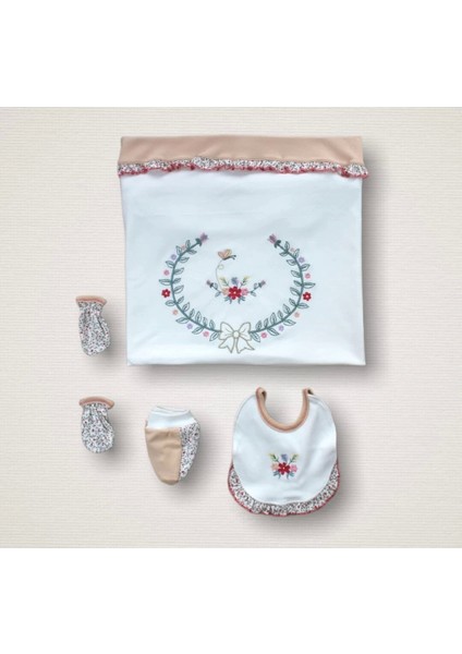 Doğal Çiçek Desenli Bebek Zıbını Seti