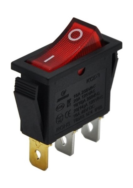 Tekli Dar Işıklı Anahtar Kırmızı - 10 Adet