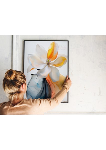 Metal Çerçeveli Gerçek Camlı Tablo - Dijital Baskı - Manolya indirimleri